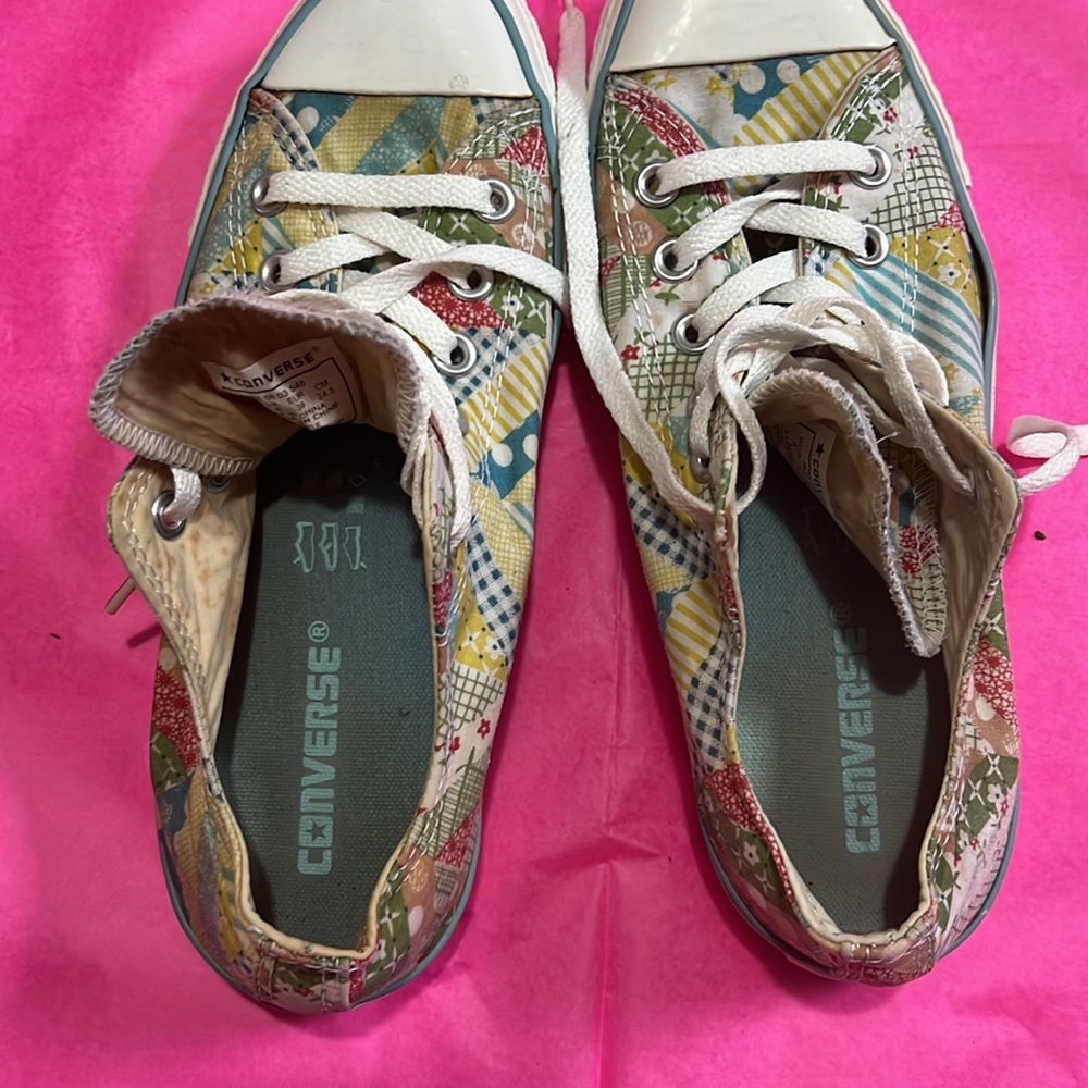 Ladies patchwork Converse tennis shoes - Picture 12 of 16